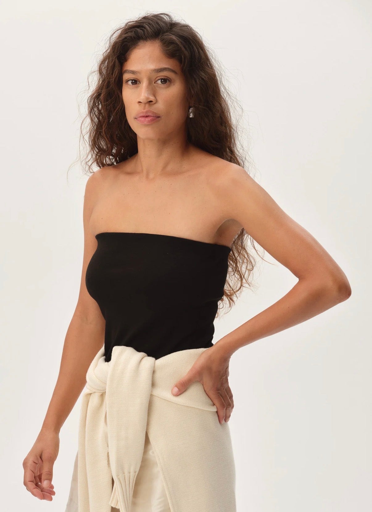 The Baby Rib Tube Top in Jet