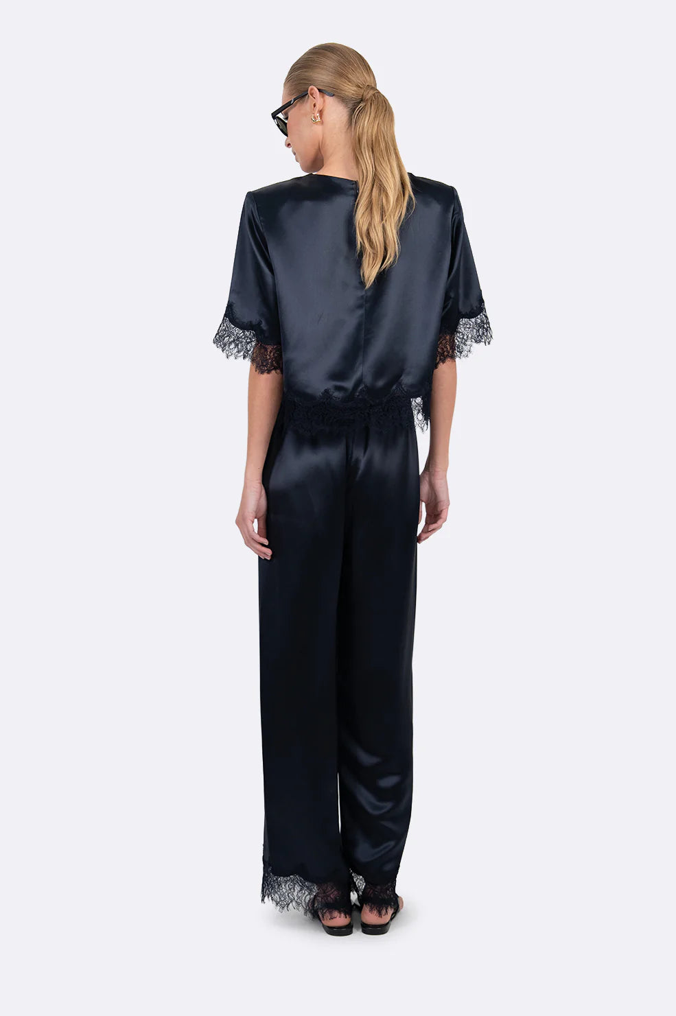 Midnight Satin Top in Navy
