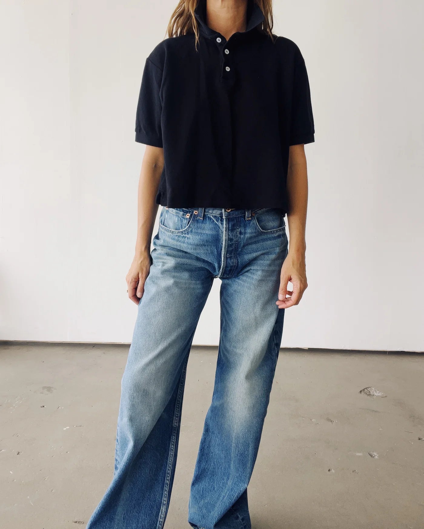 The Boxy Polo in Black