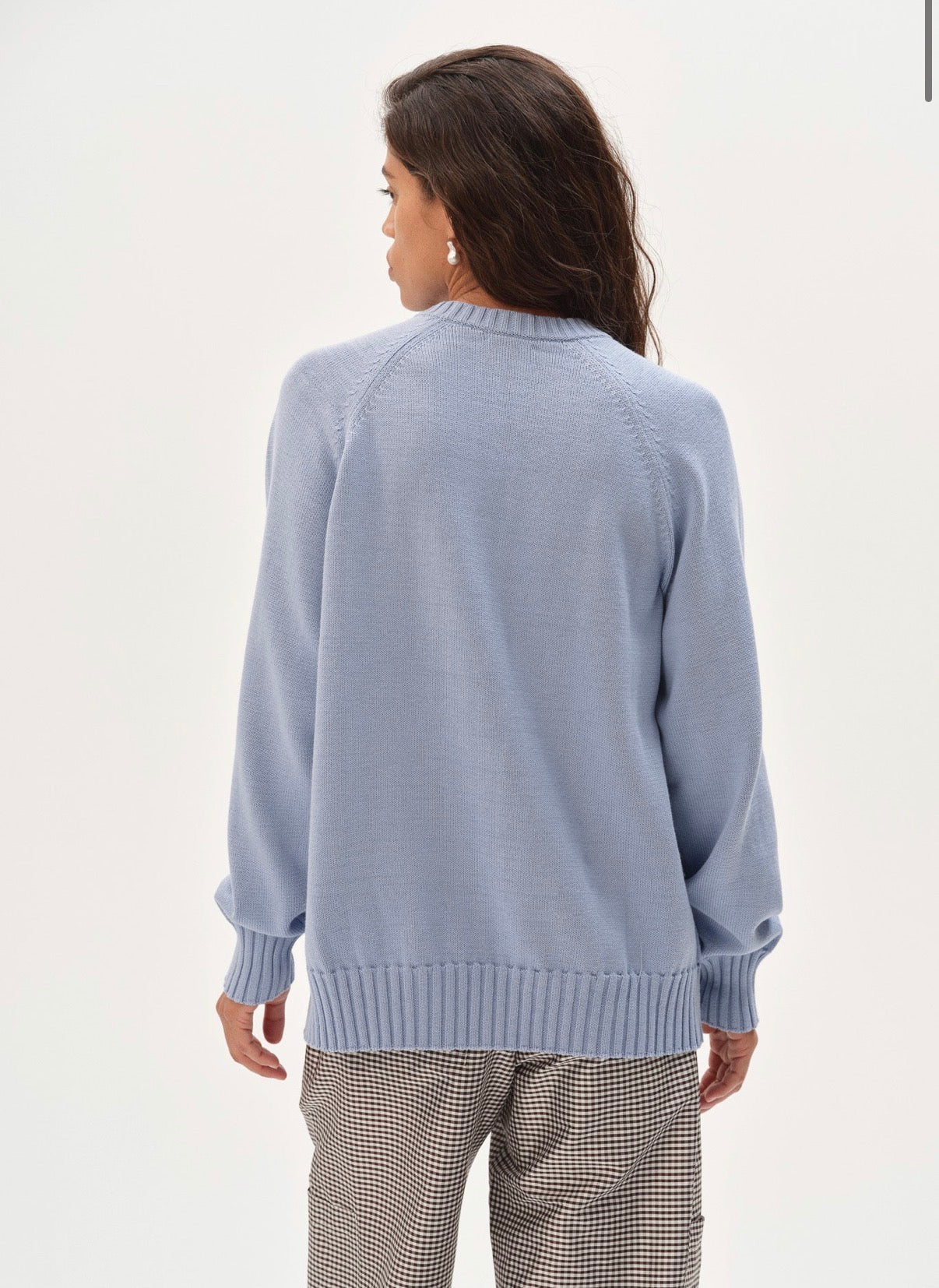 The Cotton Knit V-Neck Sweater in Cornflower