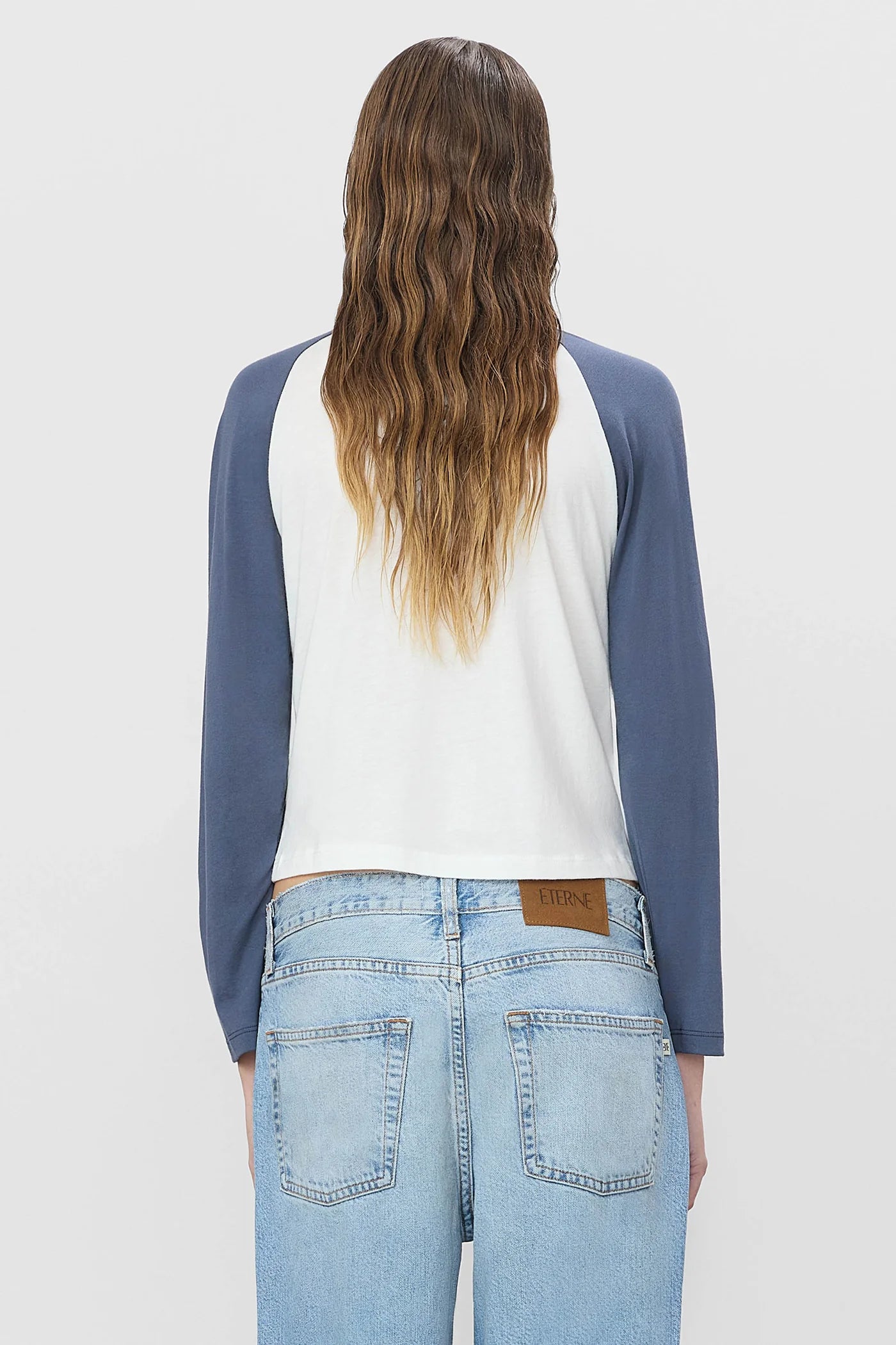 Baseball Tee in Ivory/Washed Navy