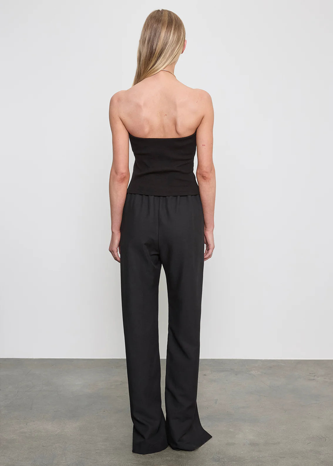 Cotton Rib Bandeau Top in Black