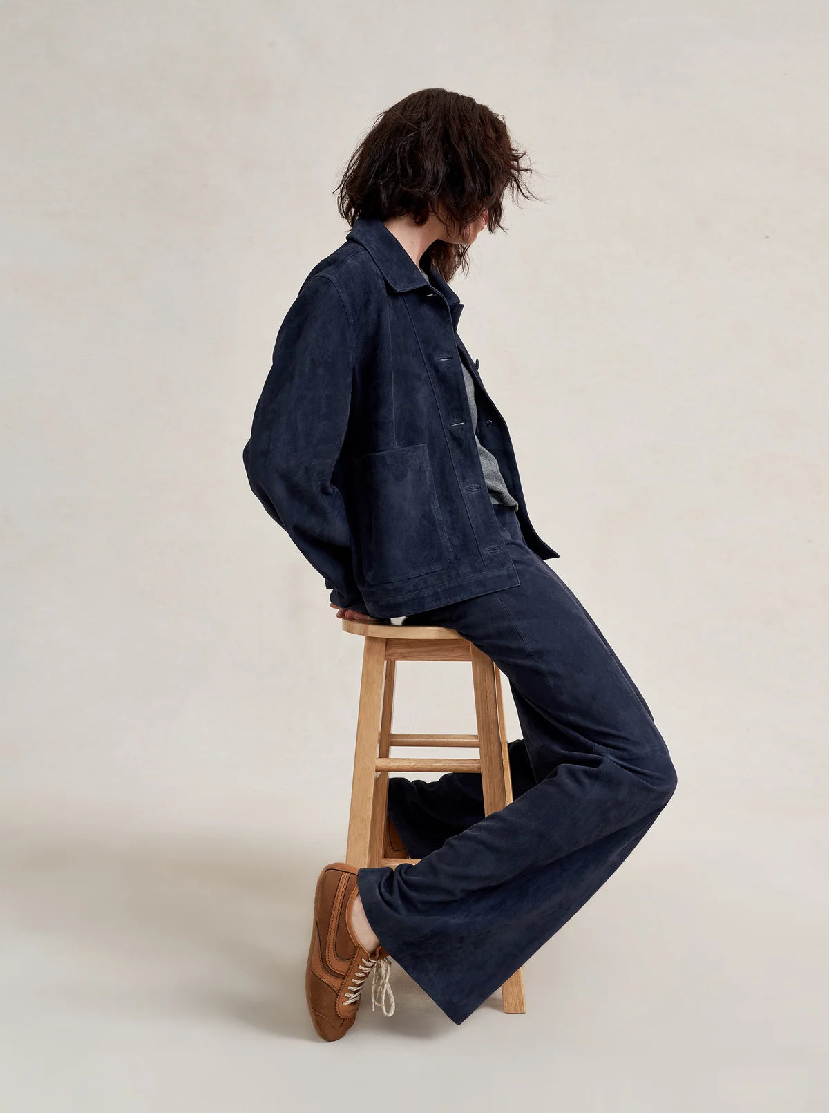 Suede Colby Pant in Navy