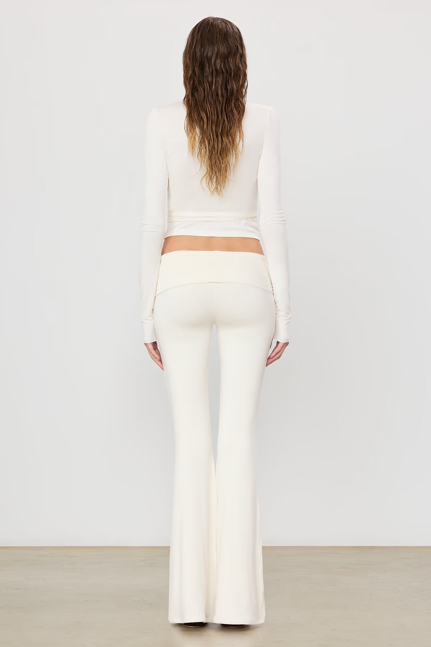 Foldover Flare Pant in Ivory