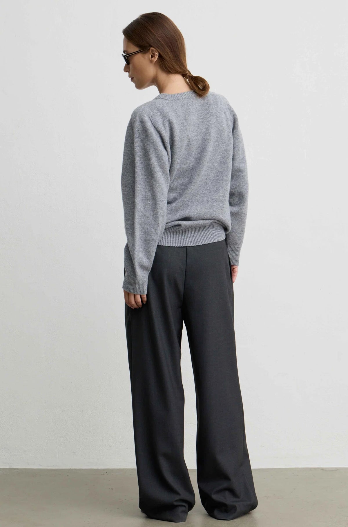 Waist Tie Wool Trousers in Charcoal