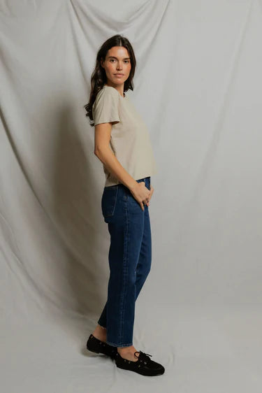 Harley Cotton Short Sleeve Boxy Crew Tee in Driftwood