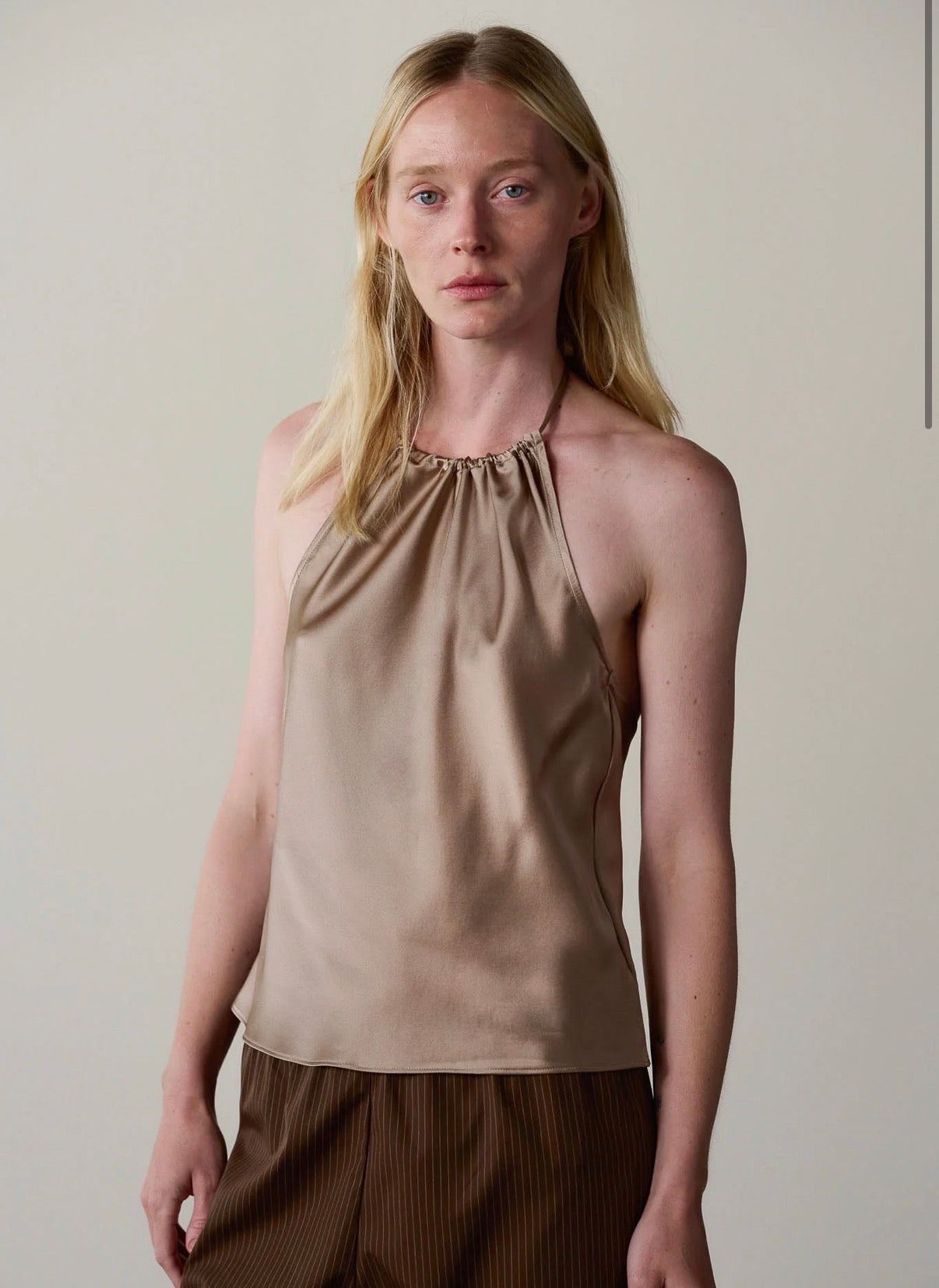 The Silk Halter Top in Shitake
