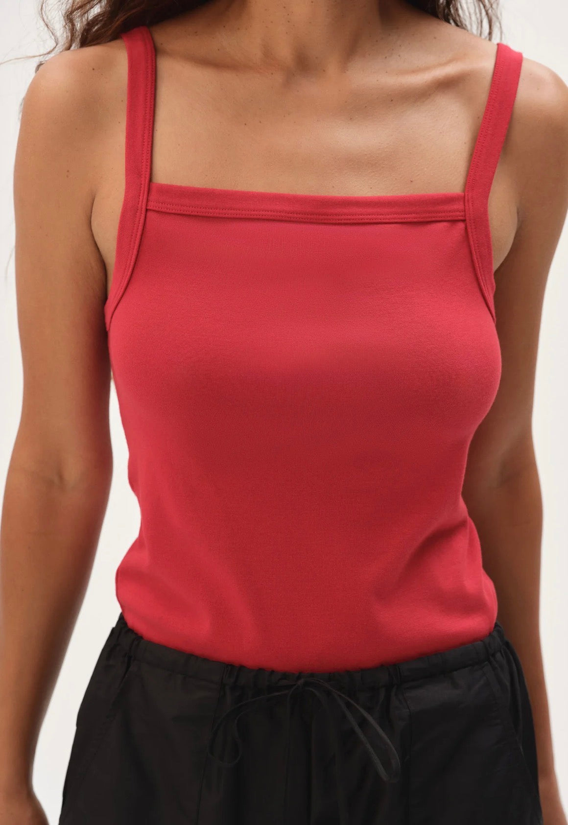 The Baby Rib Square Neck Tank in Bell Pepper