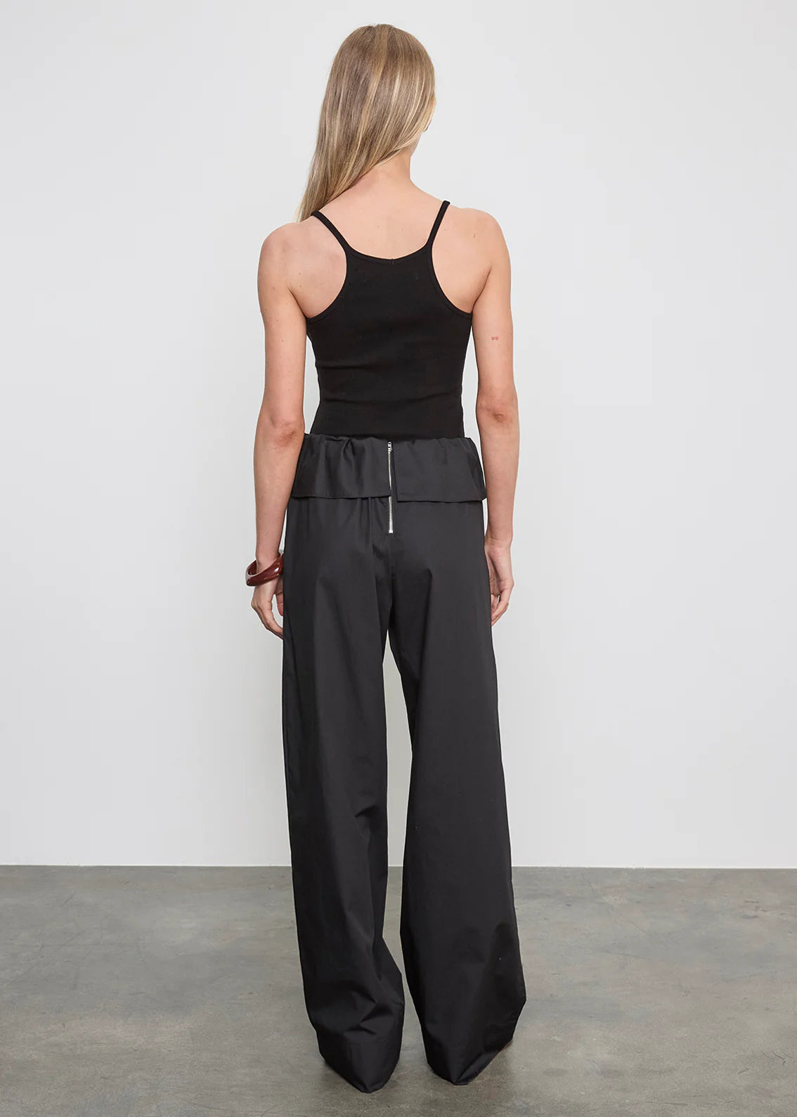 Cotton Peplum Pant in Black
