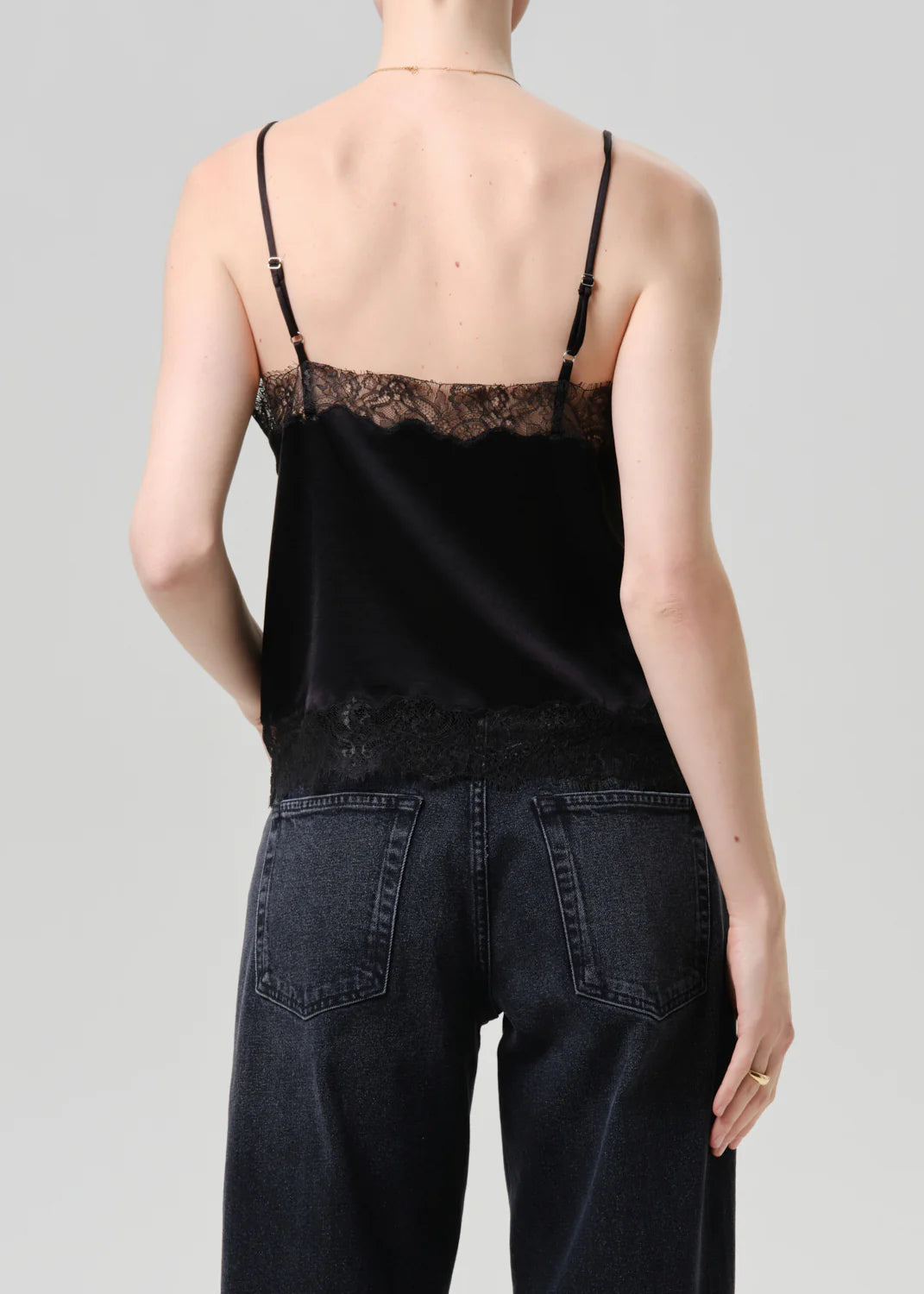 Lace Trimmed Cami in Black