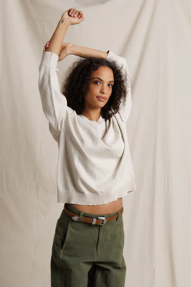 Skye Deep V-Neck Sweater in Whitecap Grey