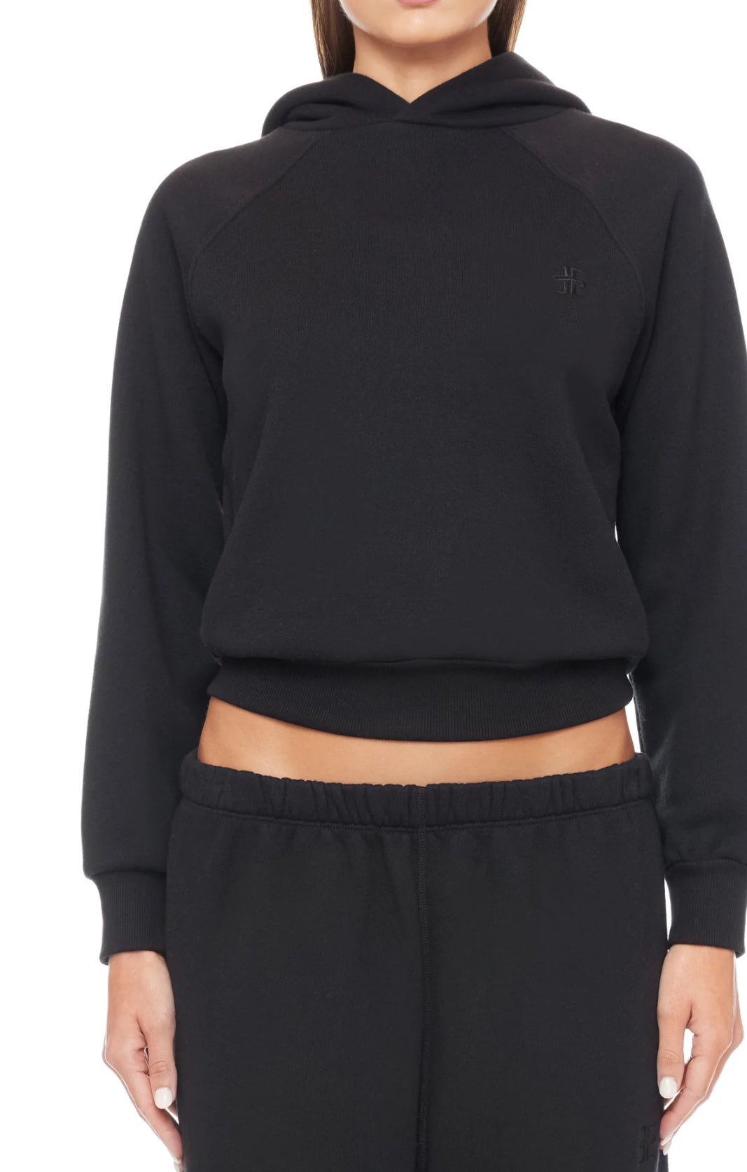 Shrunken Hoodie Sweatshirt in Black