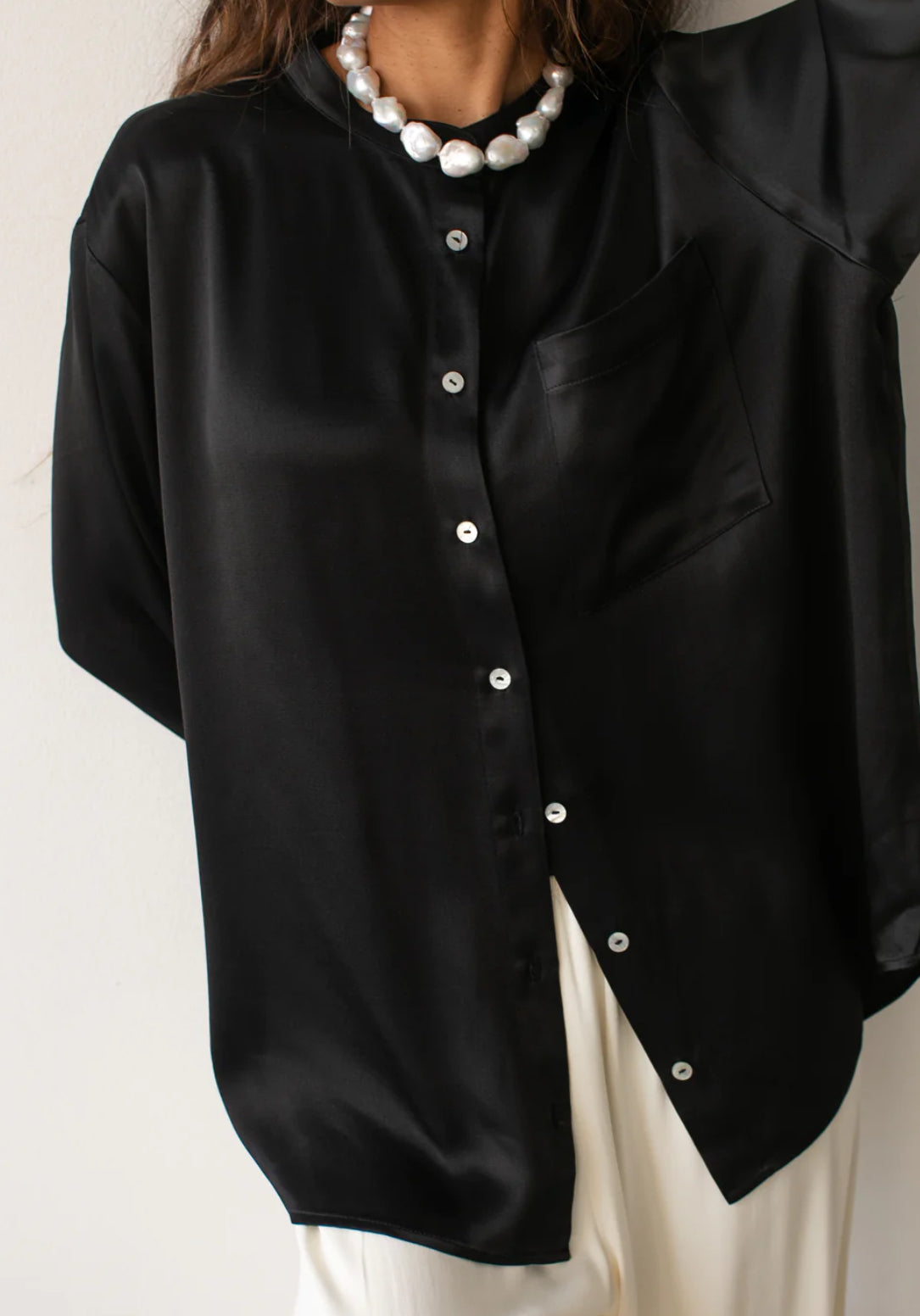 Satiny Mandarin Shirt