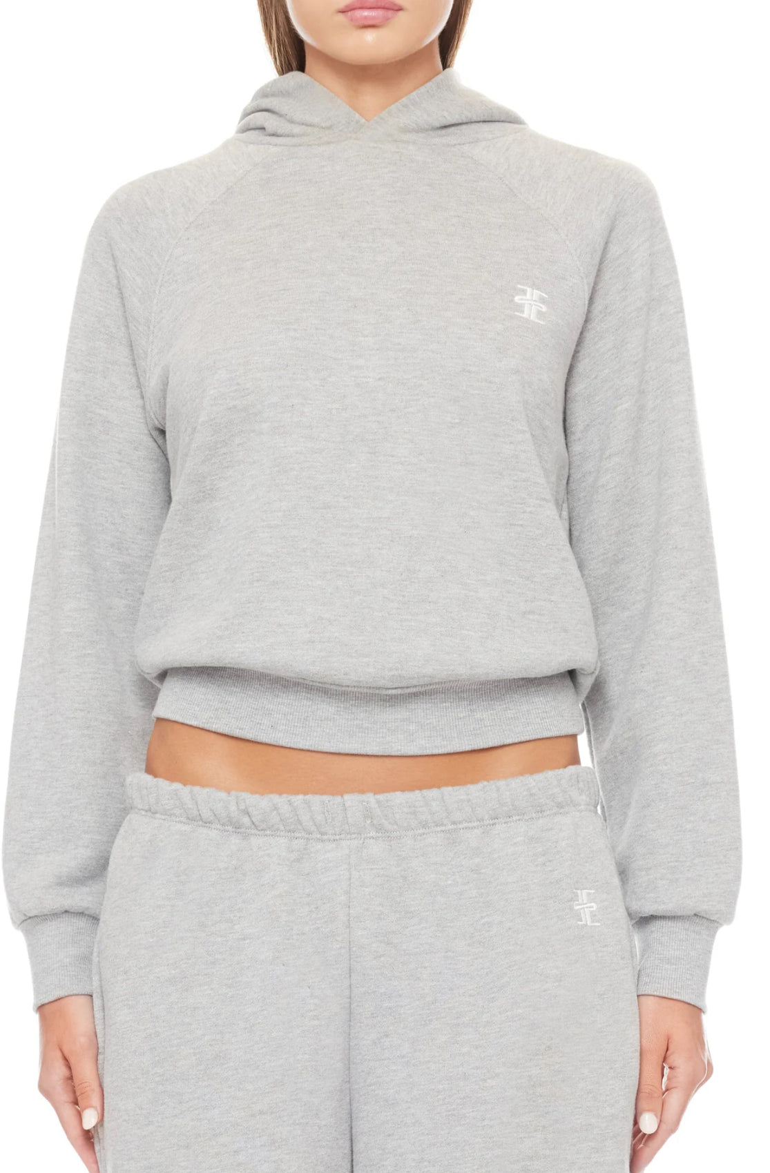 Shrunken Hoodie Sweatshirt in Heather Grey