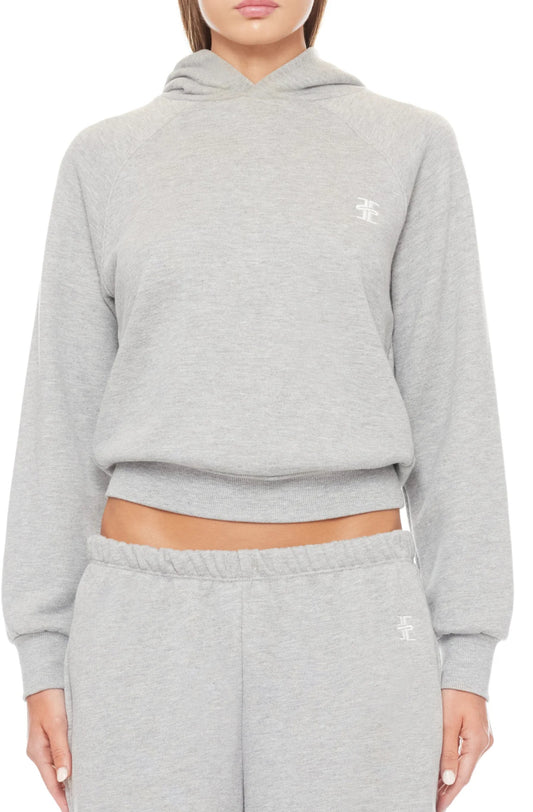 Shrunken Hoodie Sweatshirt in Heather Grey