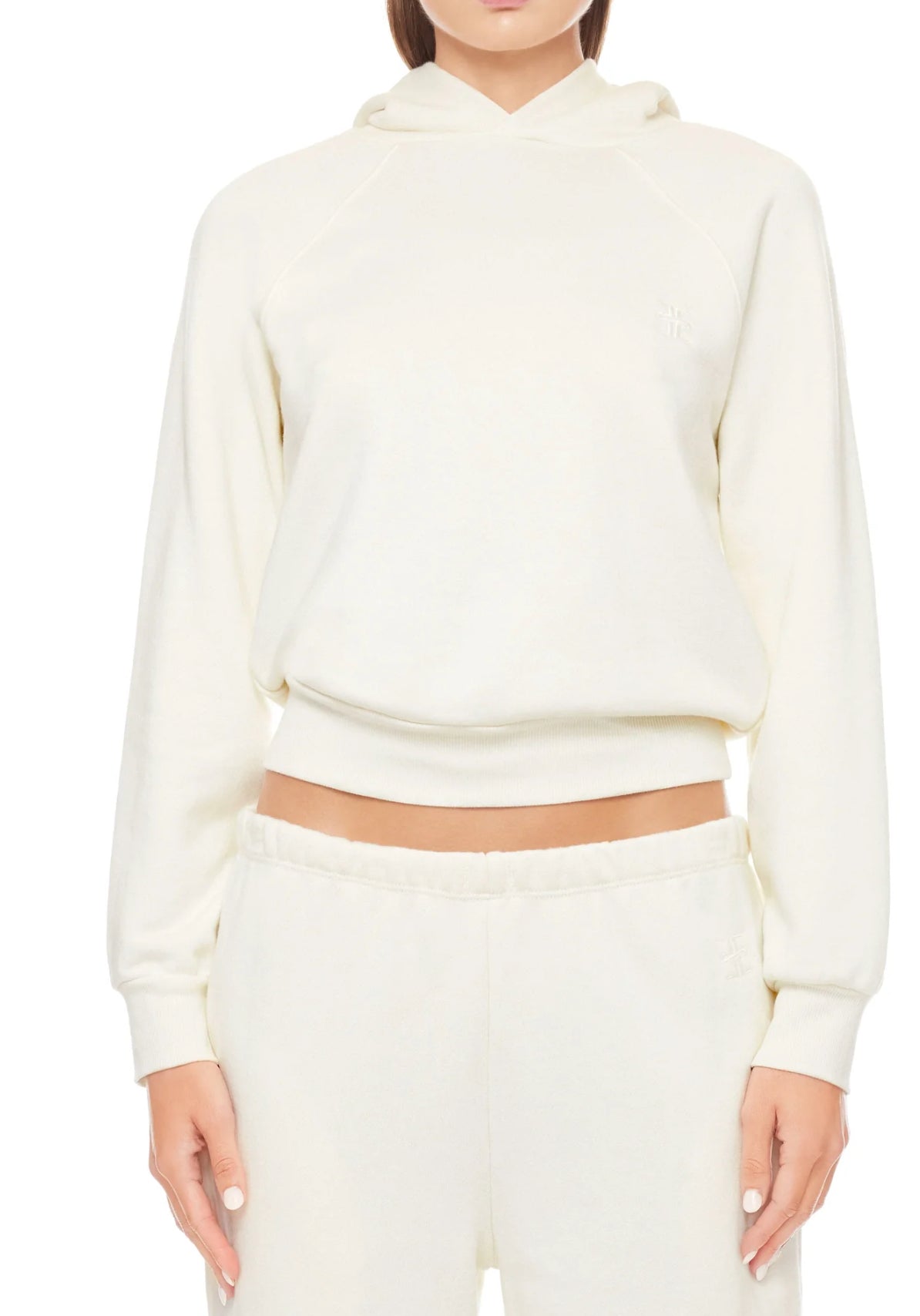 Shrunken Hoodie Sweatshirt in Cream