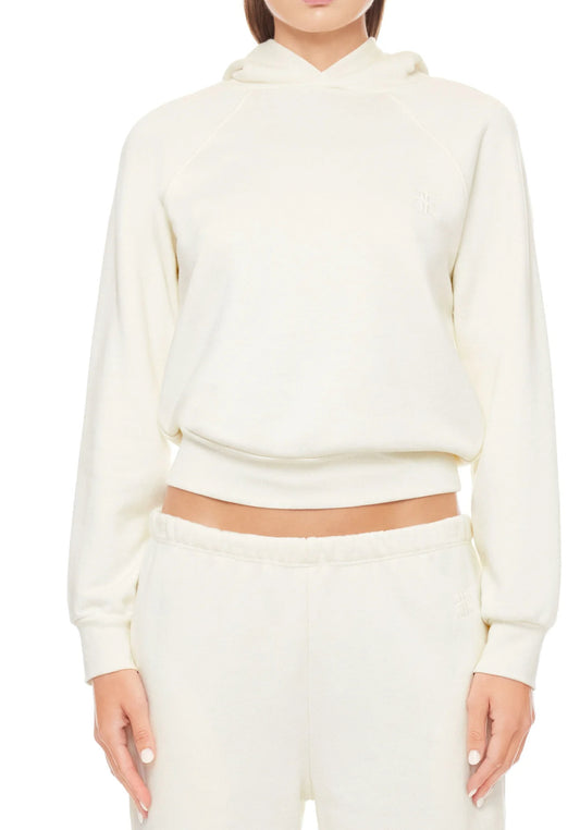 Shrunken Hoodie Sweatshirt in Cream
