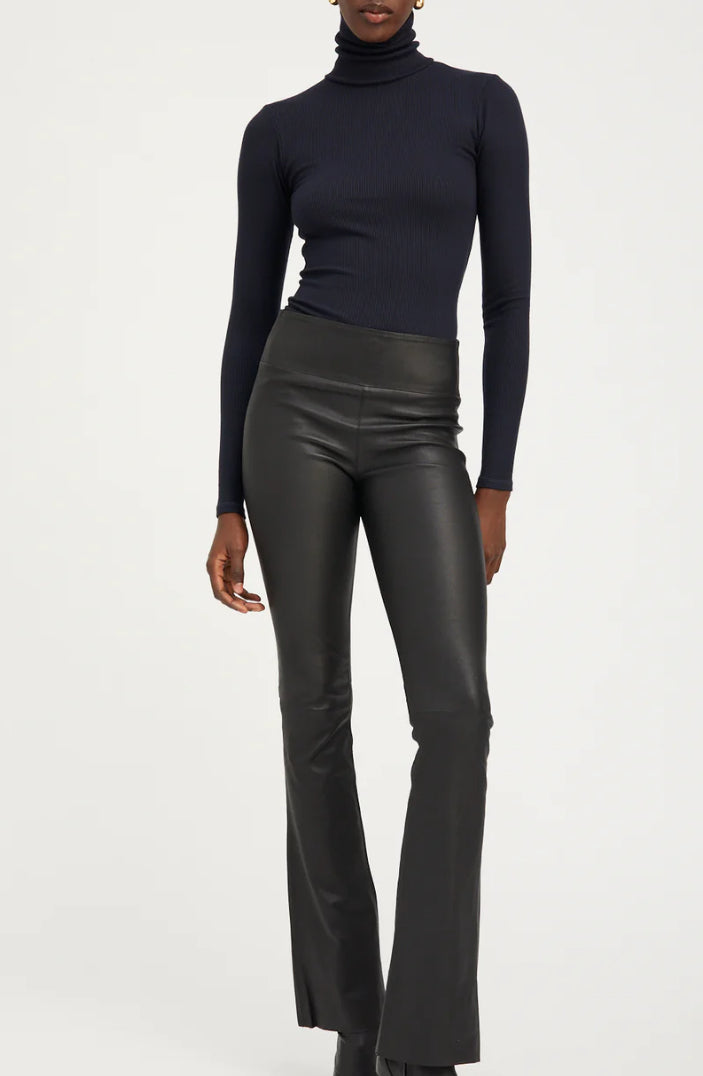 Leather Micro Flare in Black