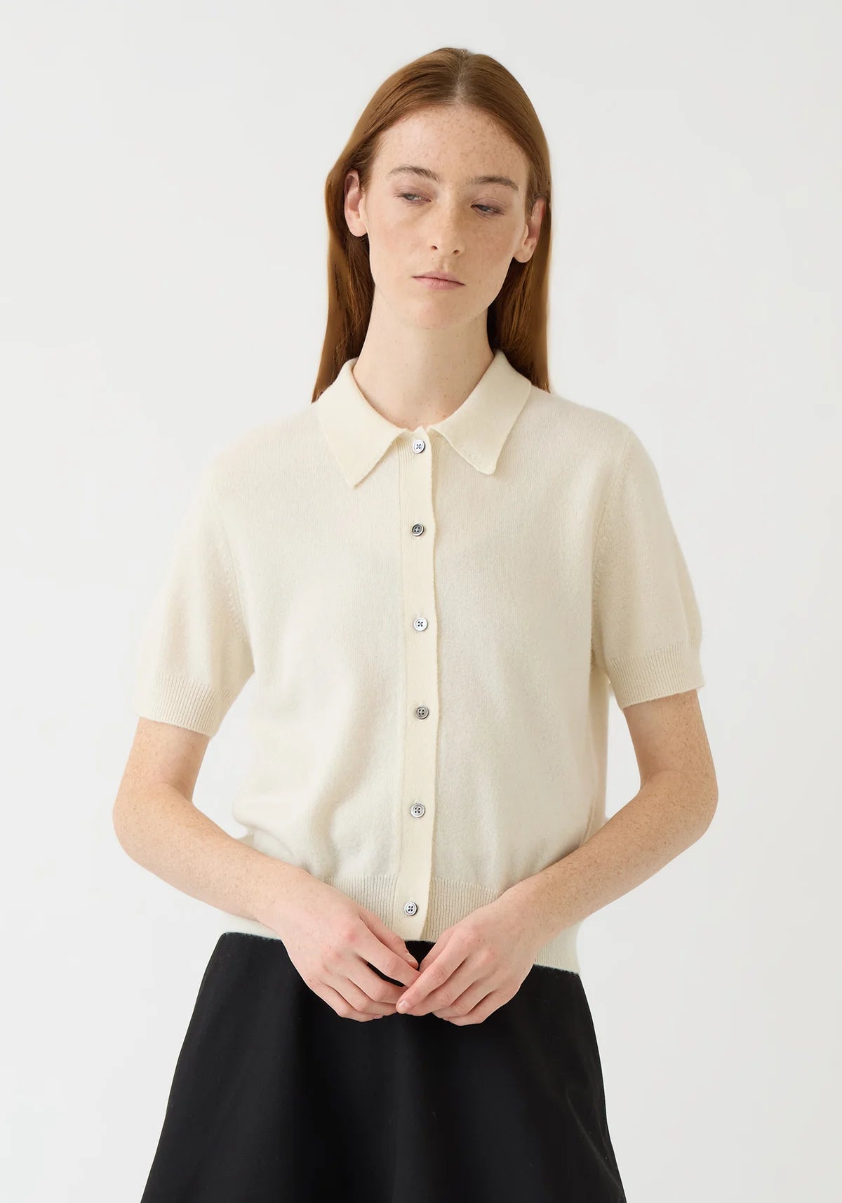 Leslie Cashmere Cardigan in Ivory