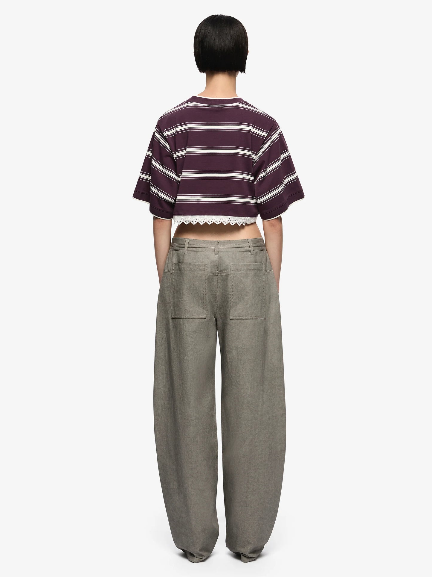 Luisa Cropped Jersey in Plum/Cream