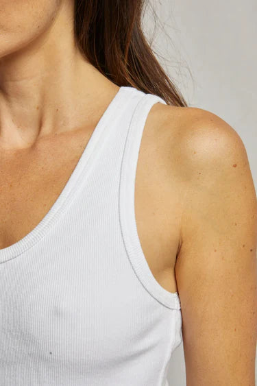 Blondie Structured Rib Bra Friendly Tank in White