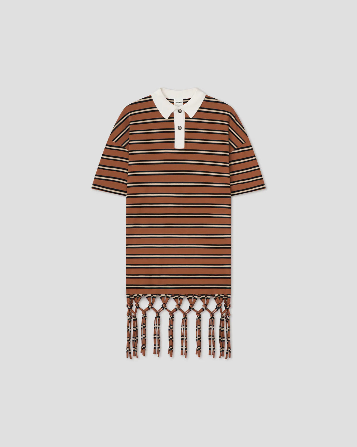BENINGA Dress in Tan/White/Black Stripe