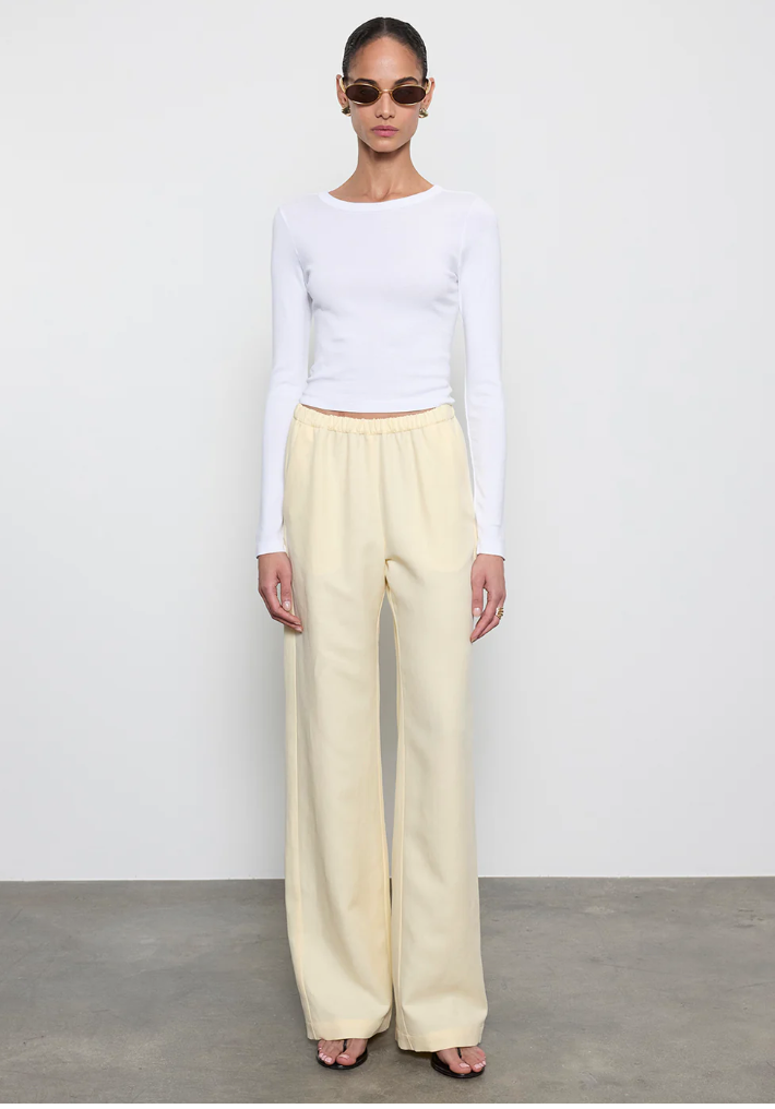 Supima Baby Rib L/S Cropped Top in White