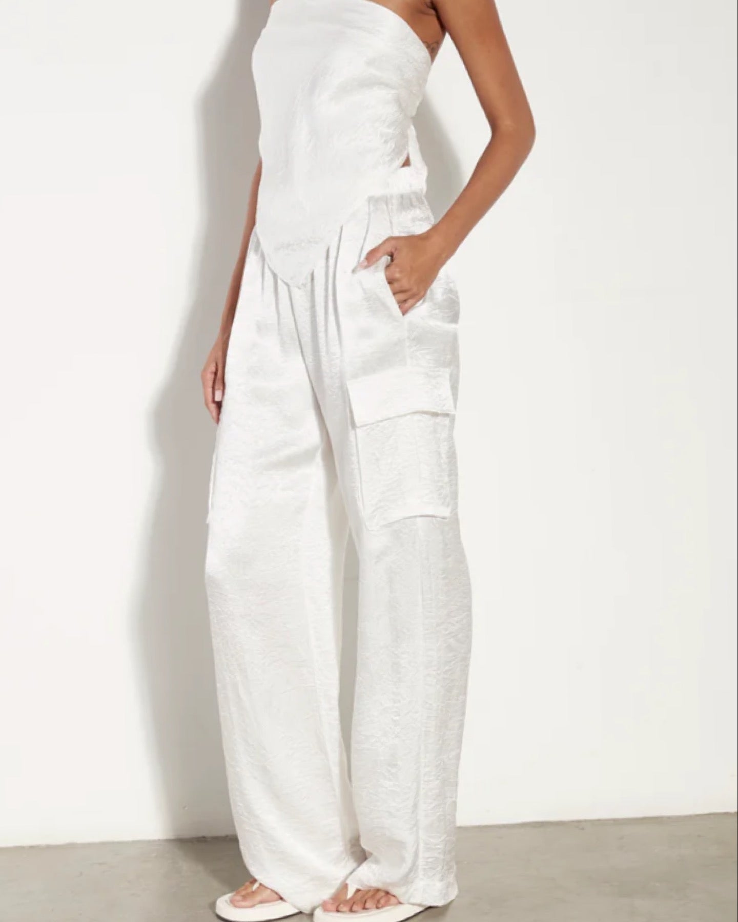 Textured Satin Cargo Pant