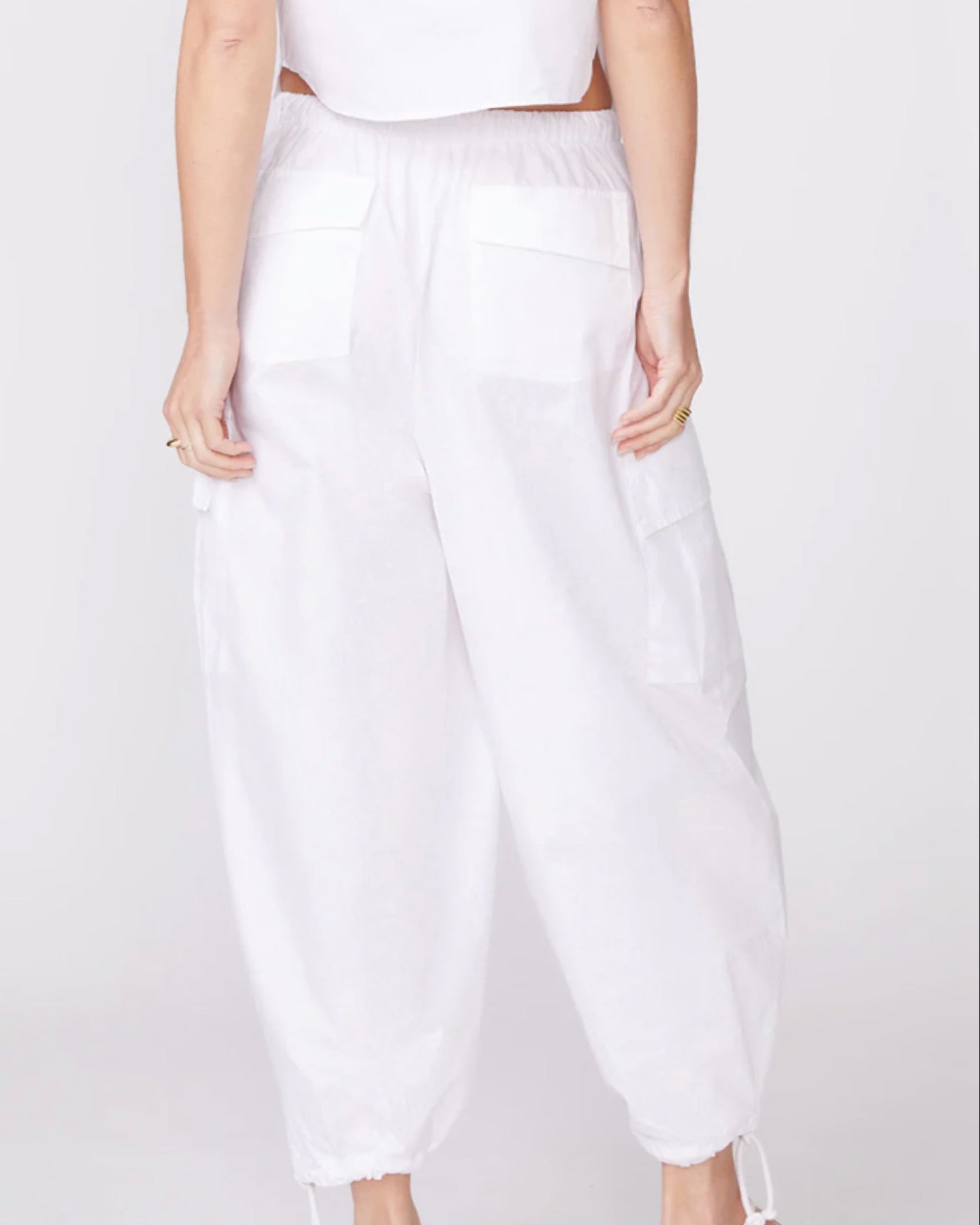 Structured Poplin Drawstring Cargo Pant