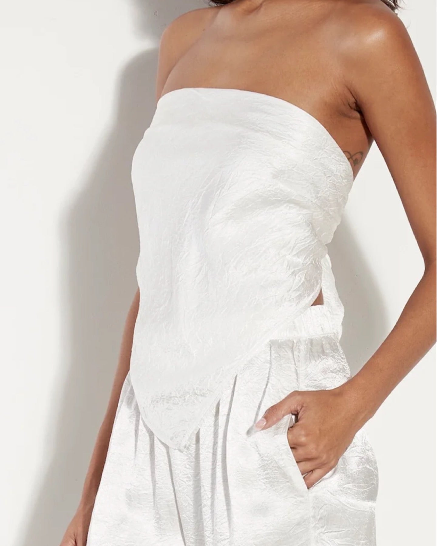 Textured Satin Scarf Top- Undyed