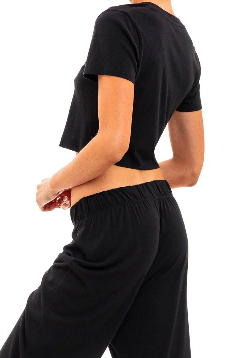 Cropped V Neck T-Shirt