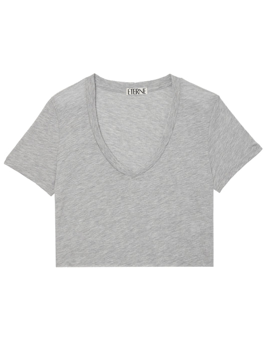 Cropped V Neck T-Shirt