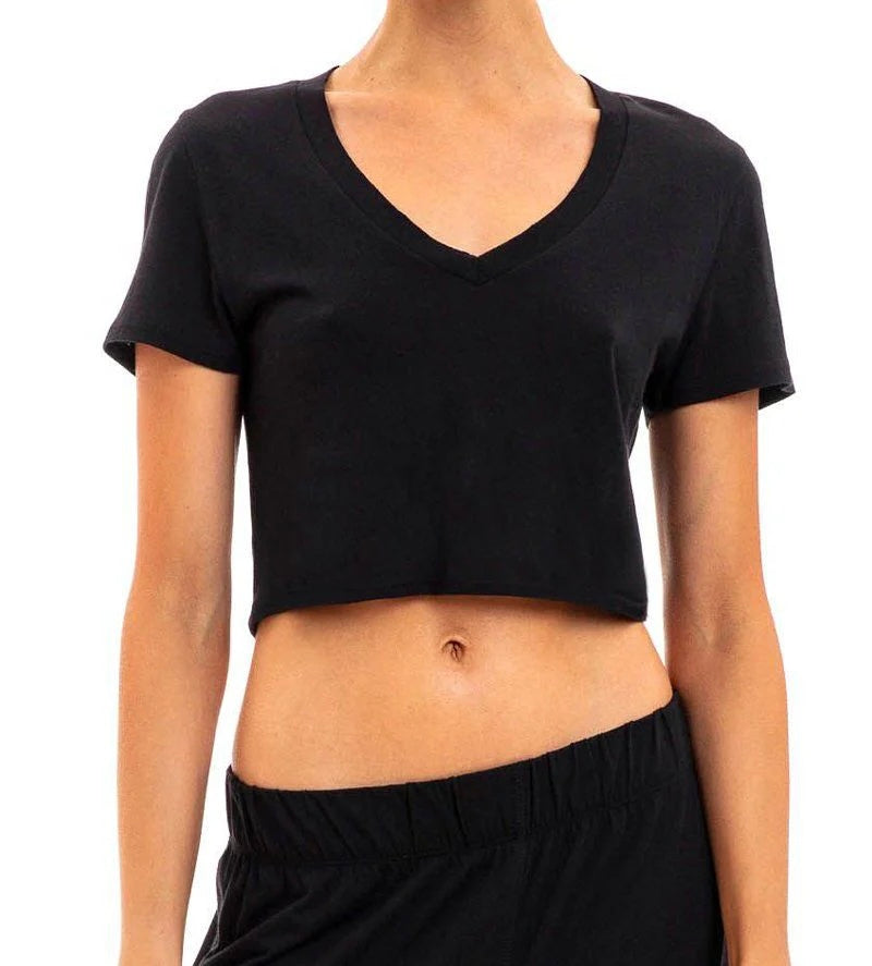 Cropped V Neck T-Shirt