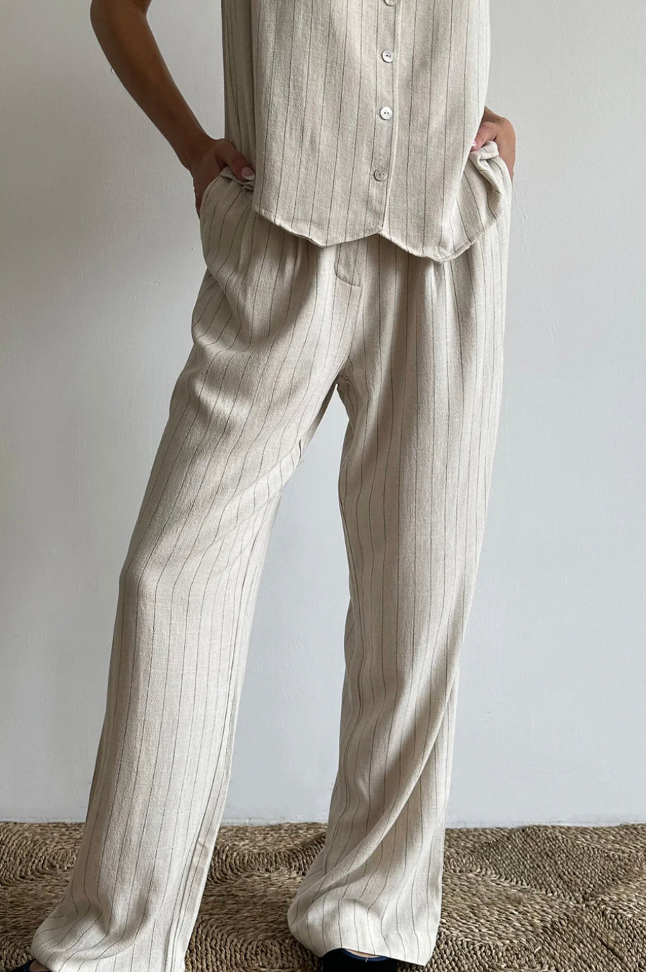 Pinstripe Pleated Trouser
