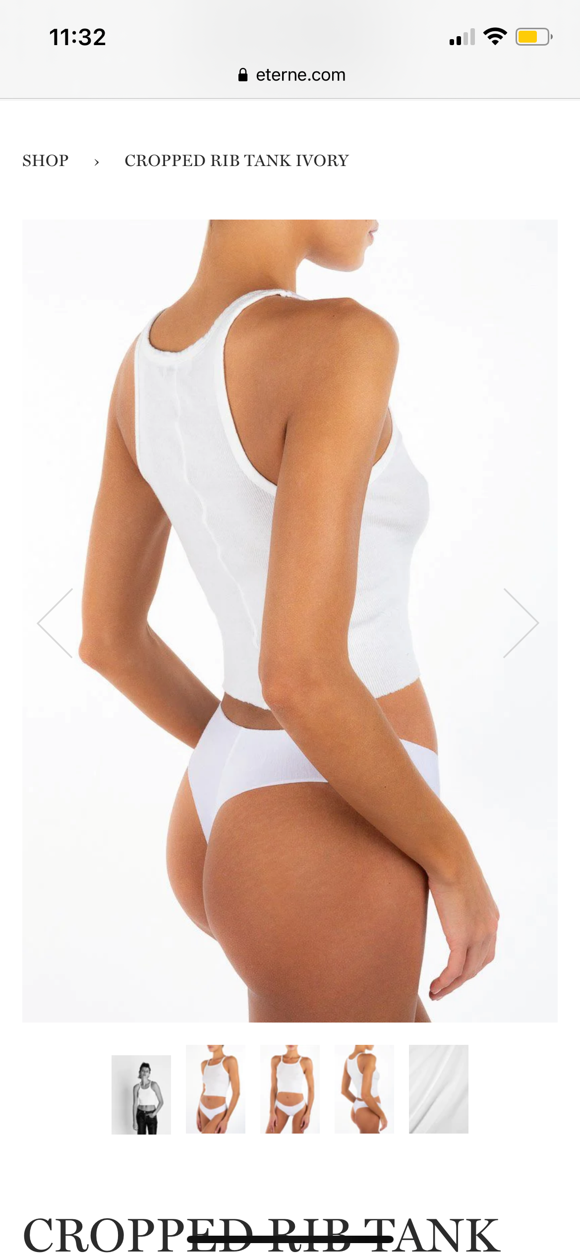 Cropped Rib Tank- Ivory