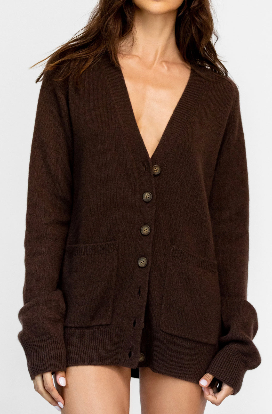Theodore Ovesized Cardigan in Chocolate