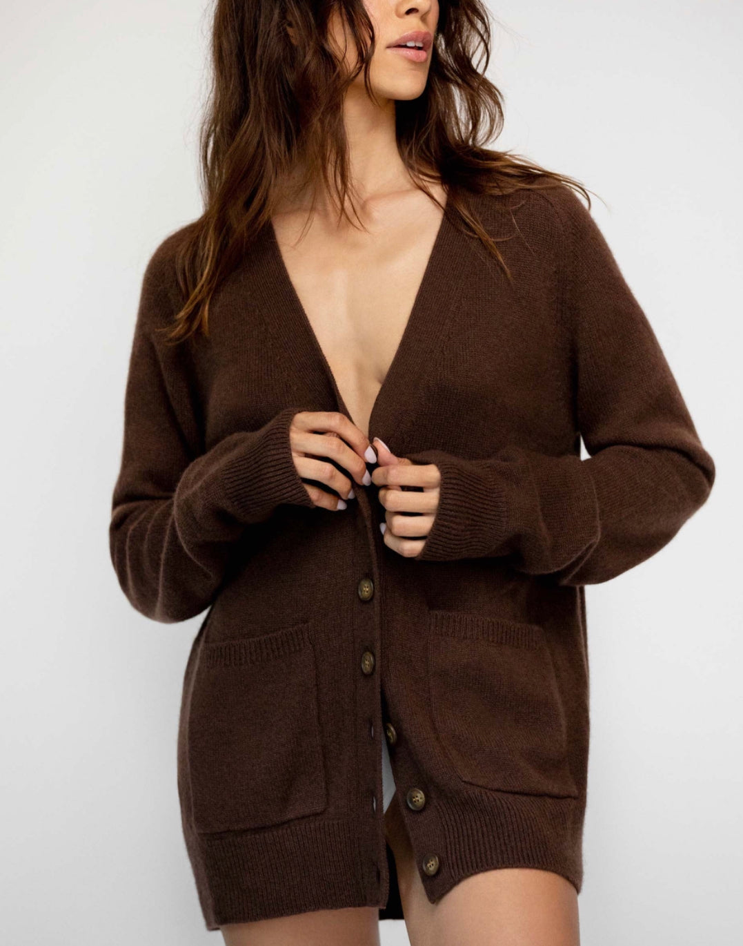 Theodore Ovesized Cardigan in Chocolate
