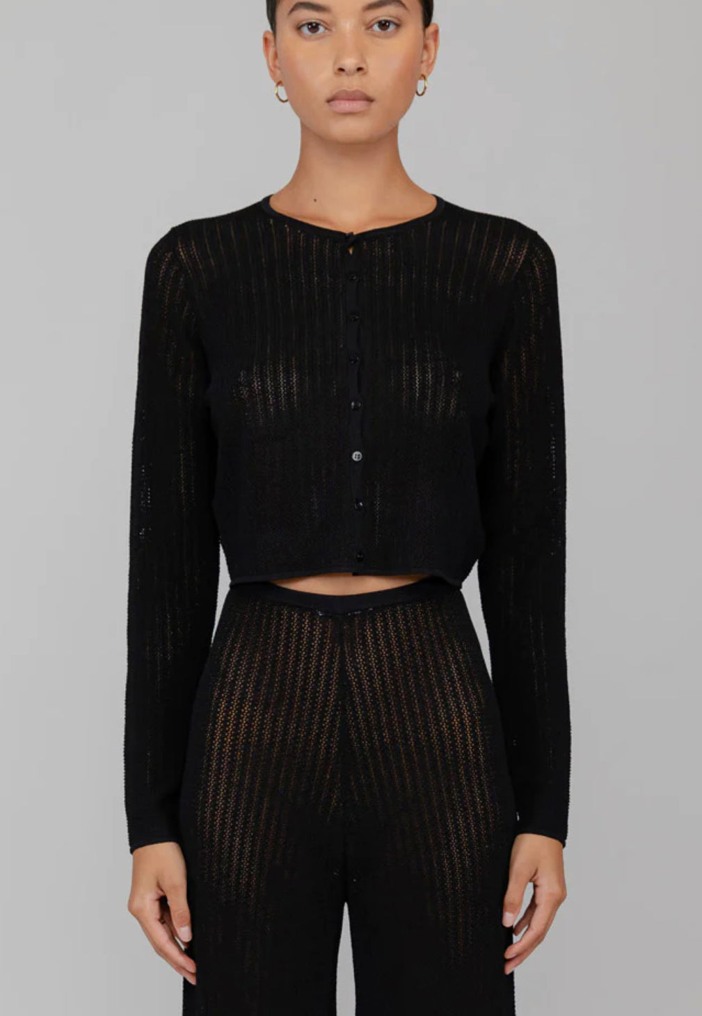 Jasmine Pointelle Crop Cardigan