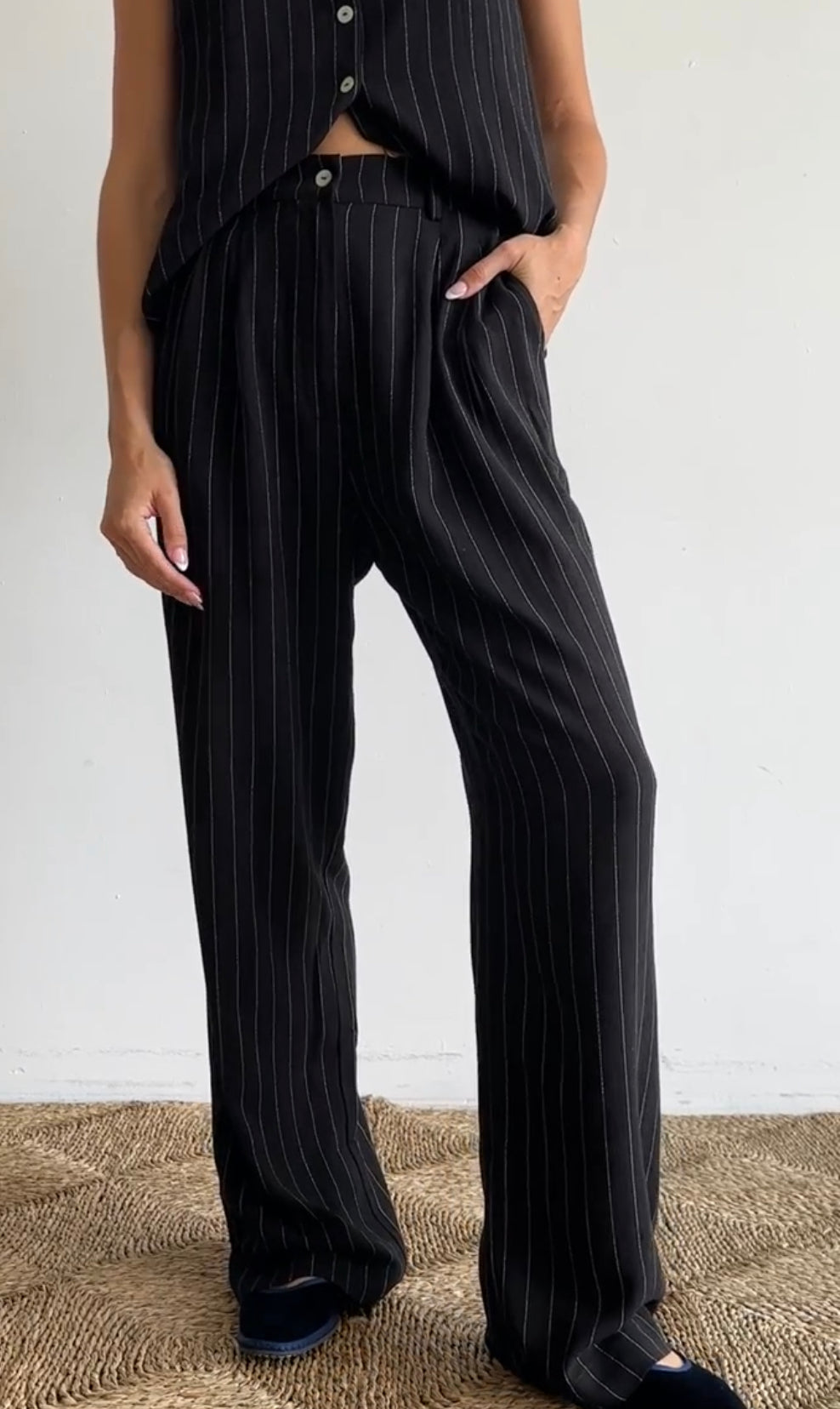 Pinstripe Pleated Trouser