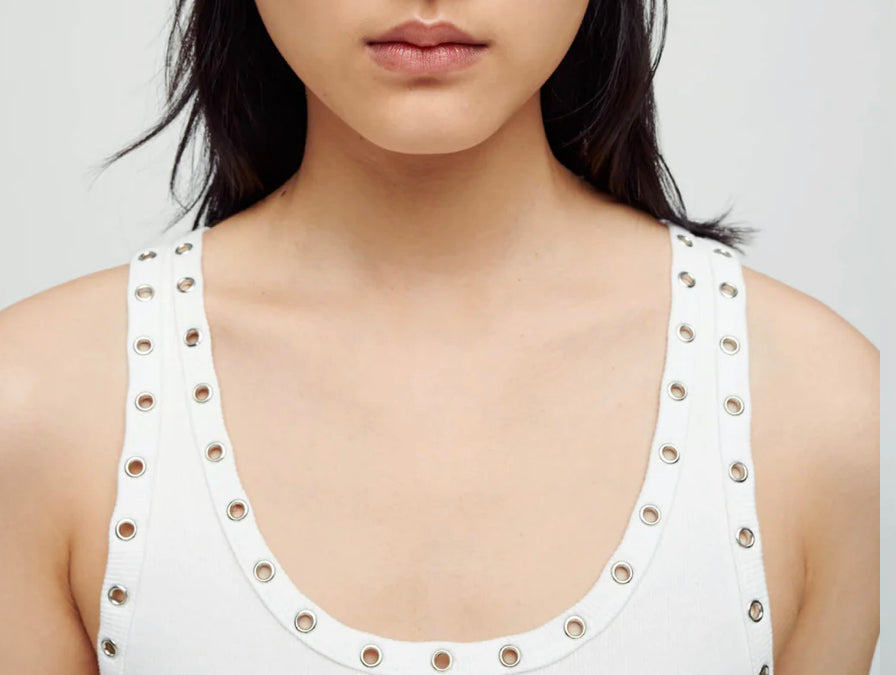 Redone White Eyelet Tank