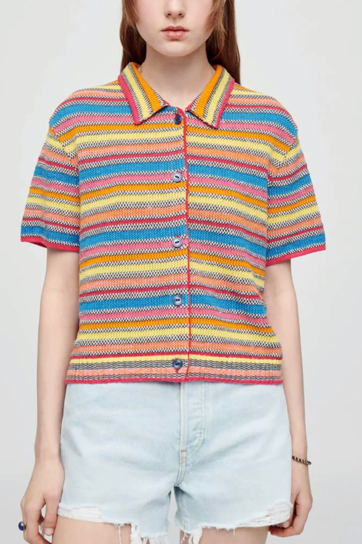 Short Sleeve Polo Cardigan