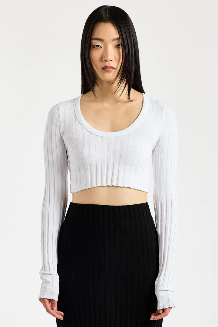 Capri Crop Long Sleeve White