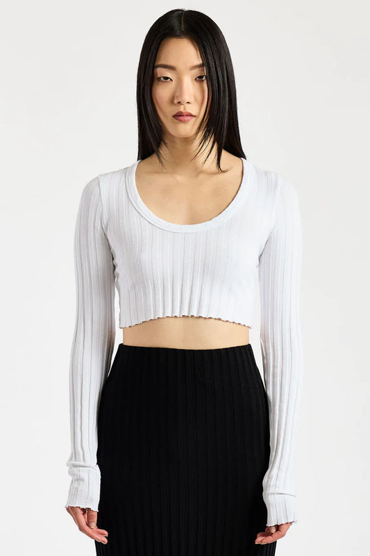 Capri Crop Long Sleeve White