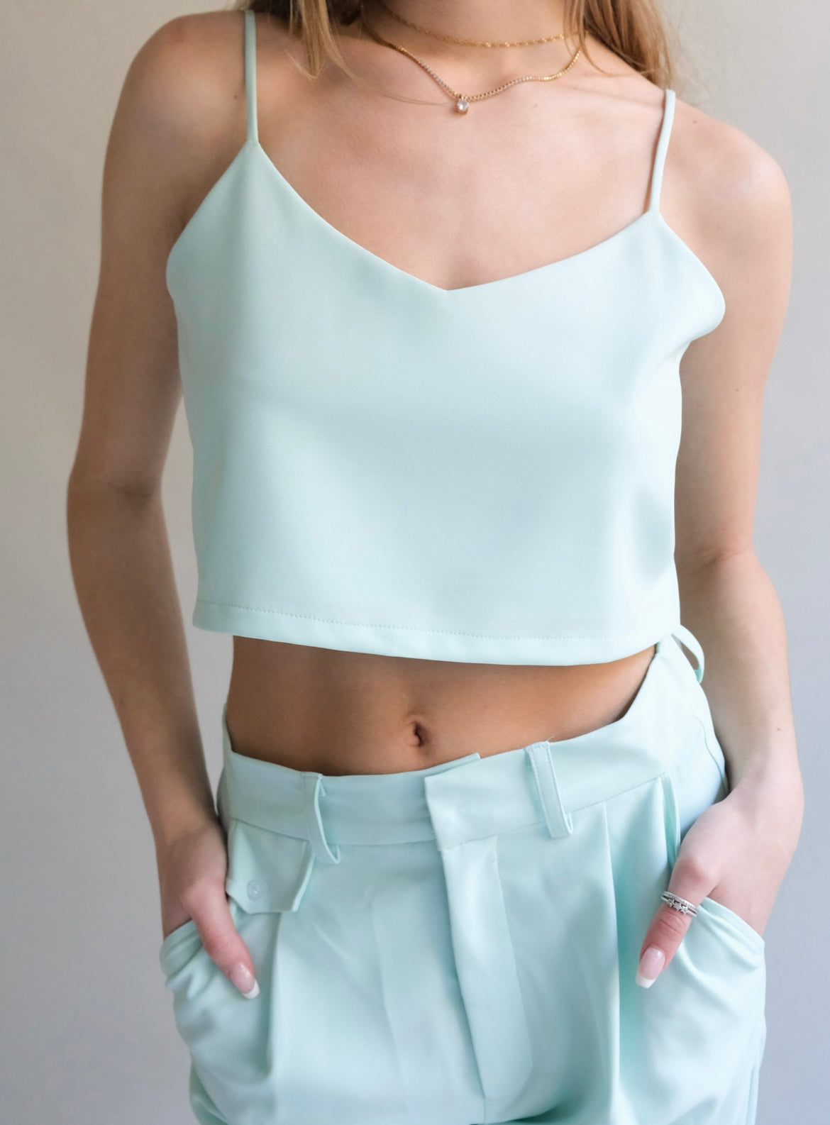 Mint Crop Tank Solid
