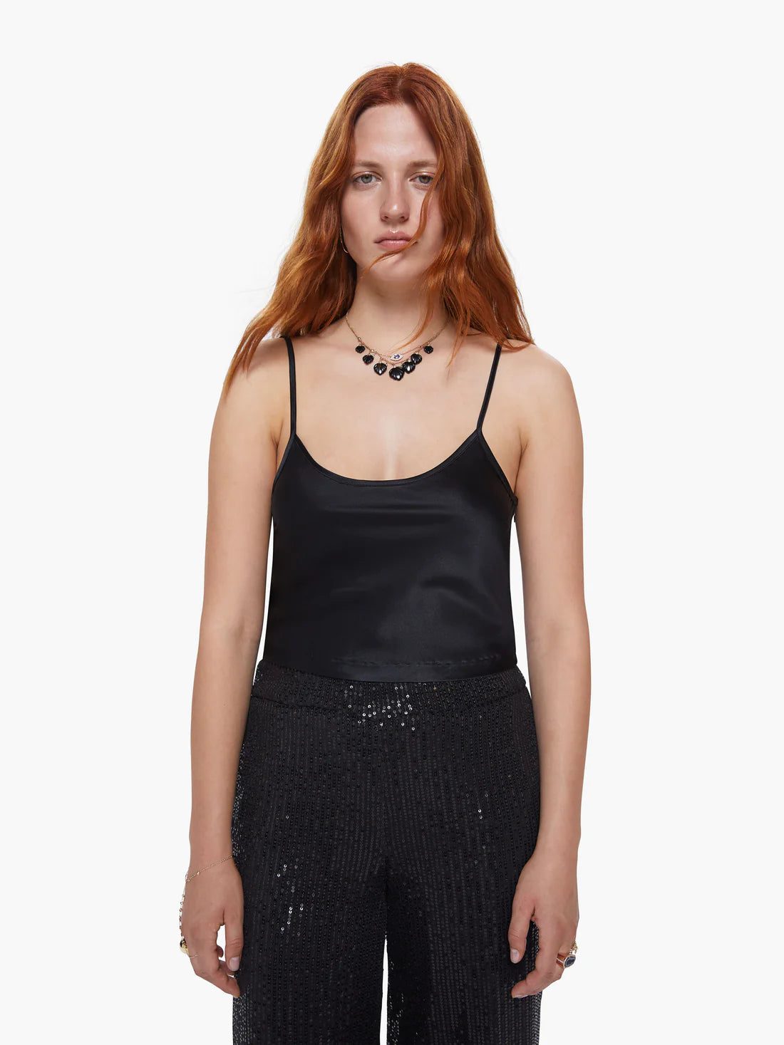Sprwmn Silk Cropped Scoop Neck Black