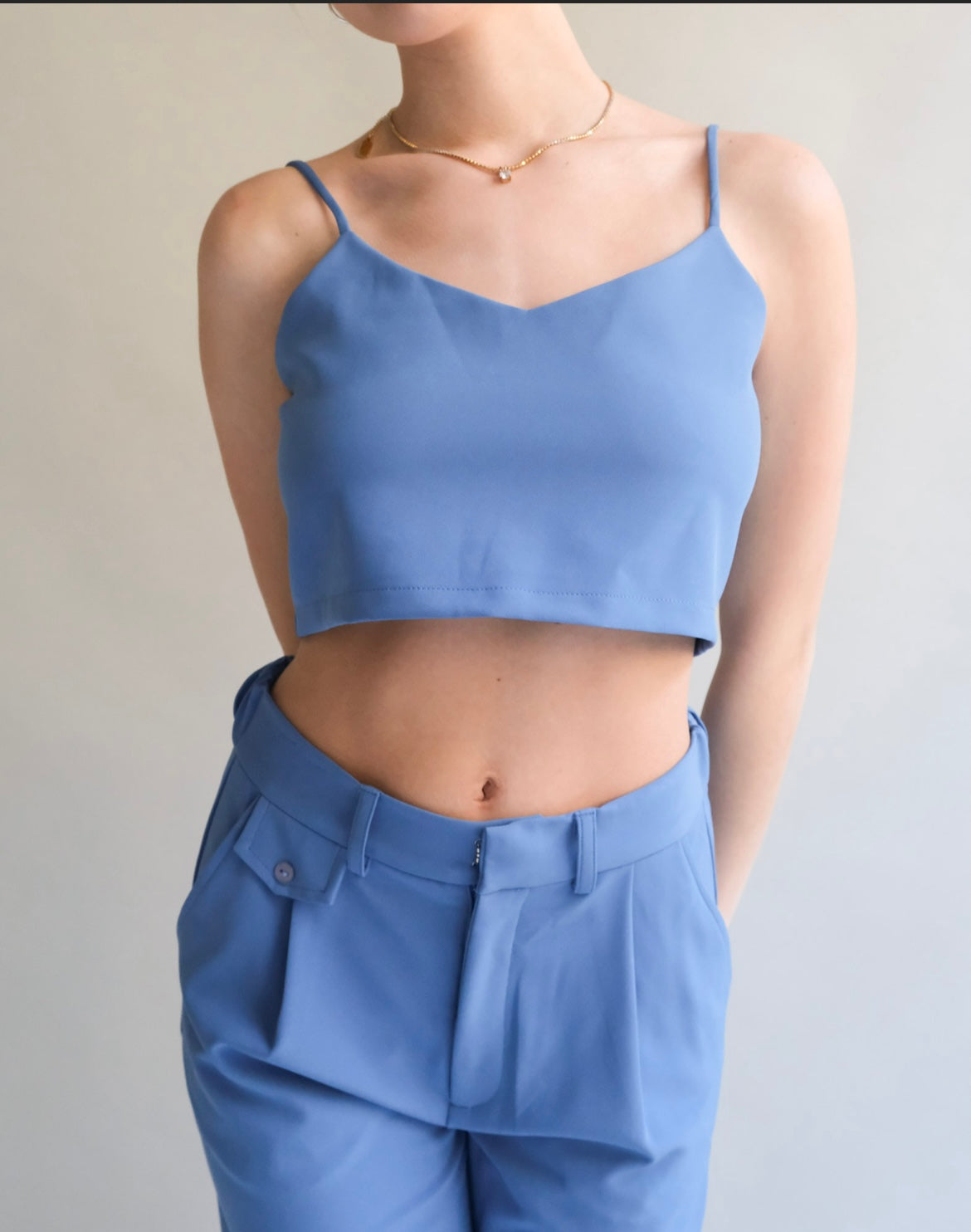 Dark Blue Crop Tank Solid
