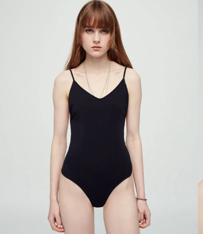 Black spaghetti strap bodysuit online