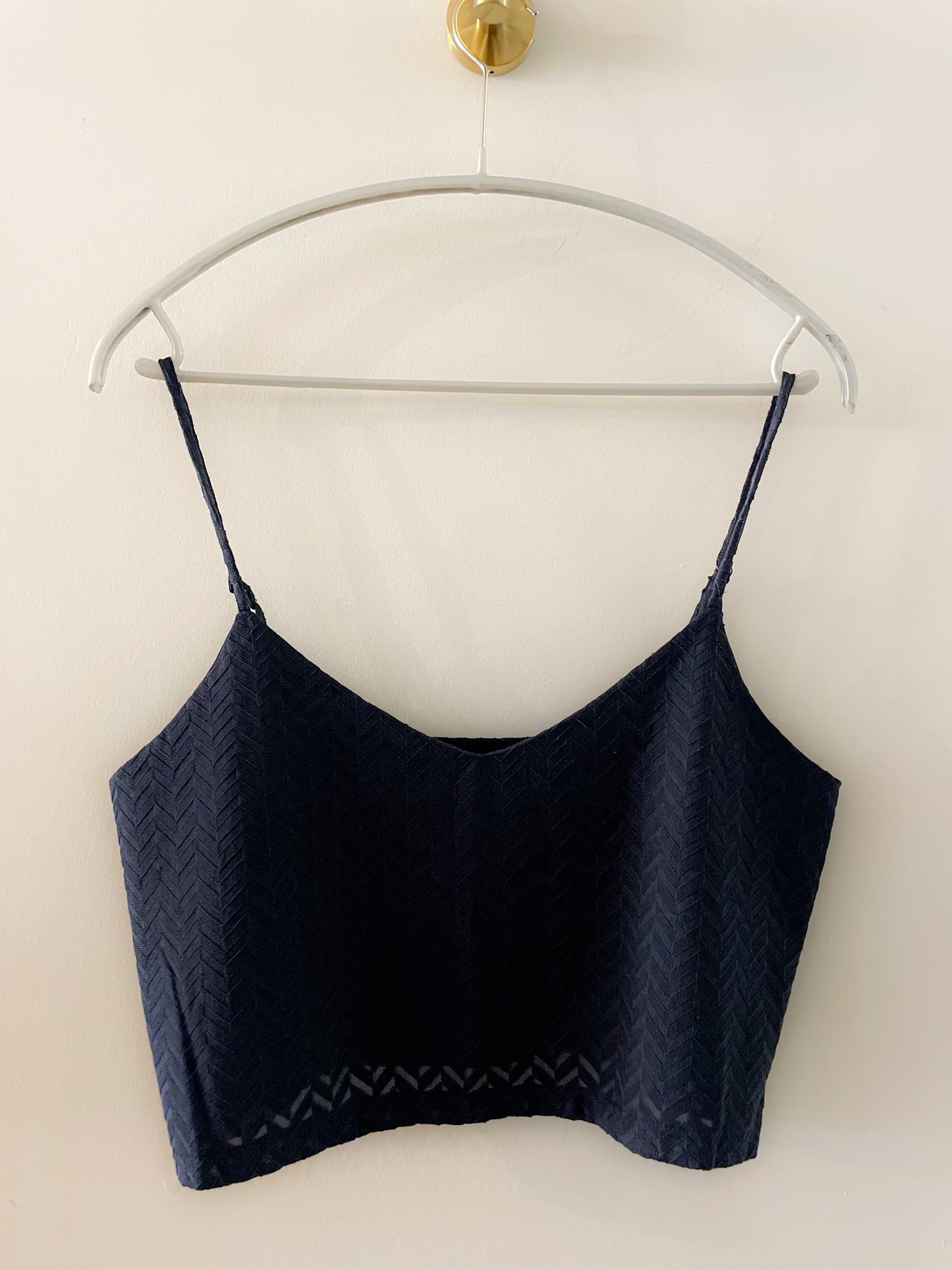Navy Black Crop Zig Zag Tank
