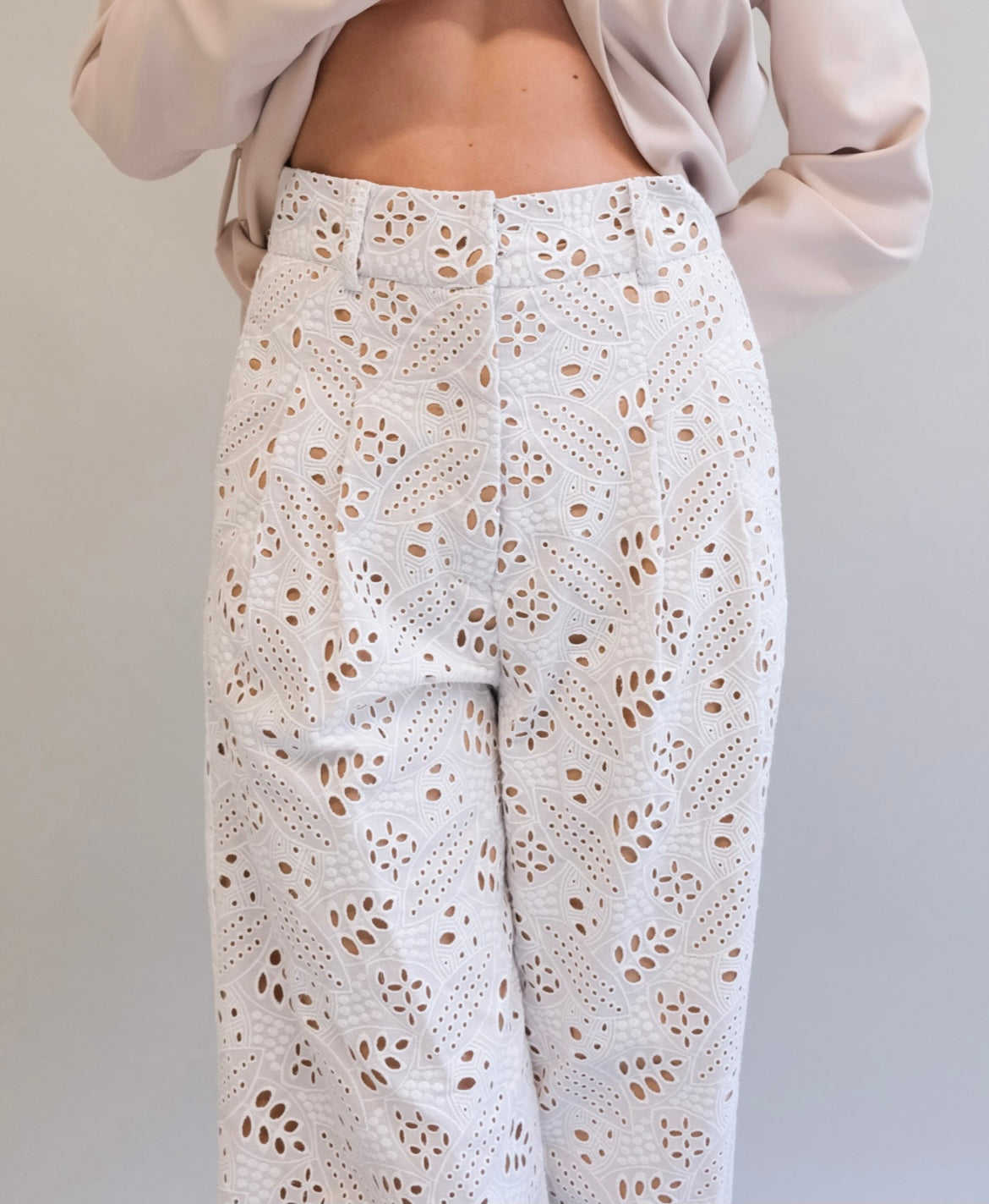 White Talia Eyelet Pants