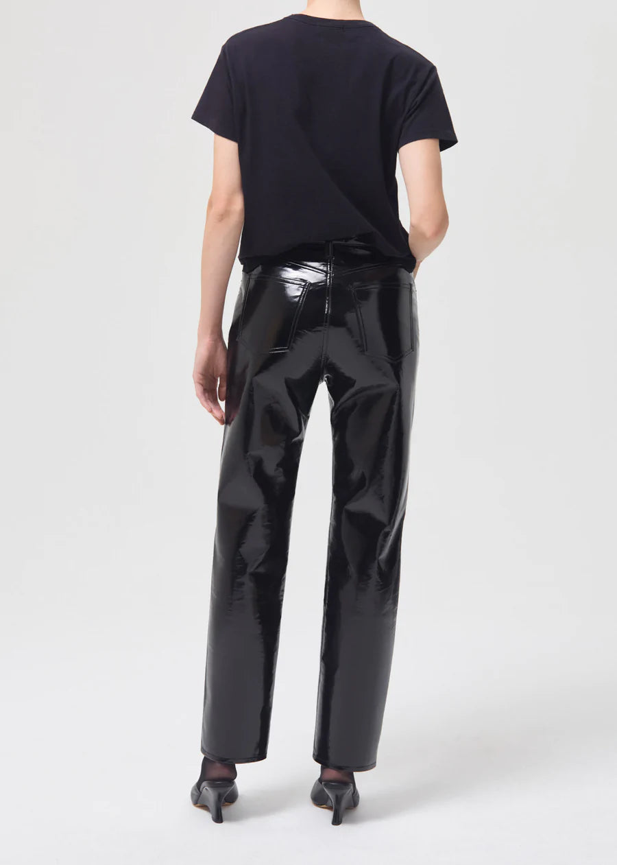 90s Pinch Waist Patent Leather Pant- Black